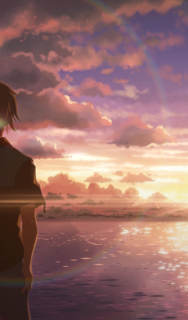 Парень и девушка смотрят на закат в аниме DJ Max