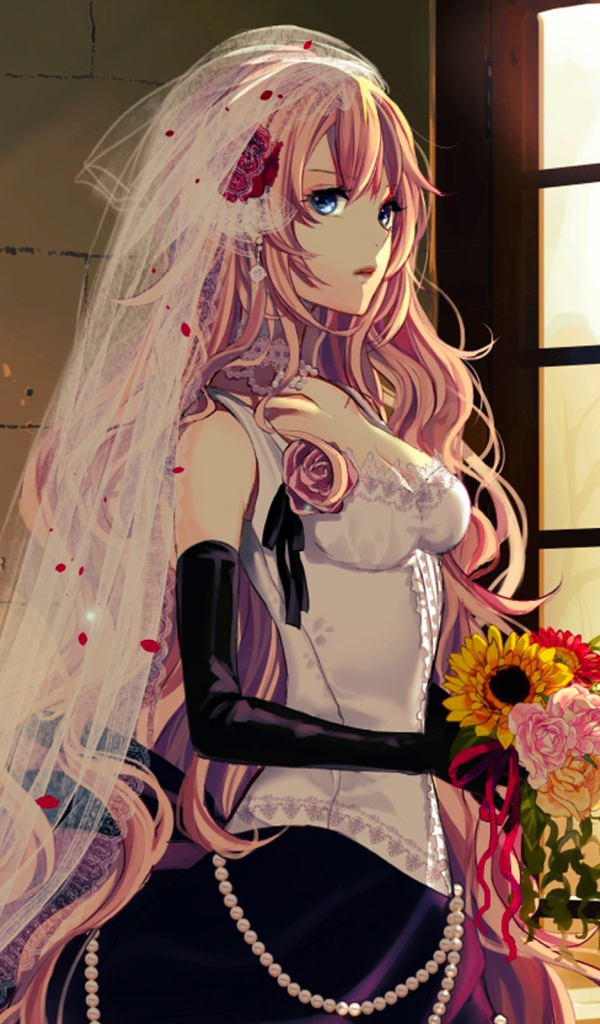 Невеста в аниме смотрит в окно