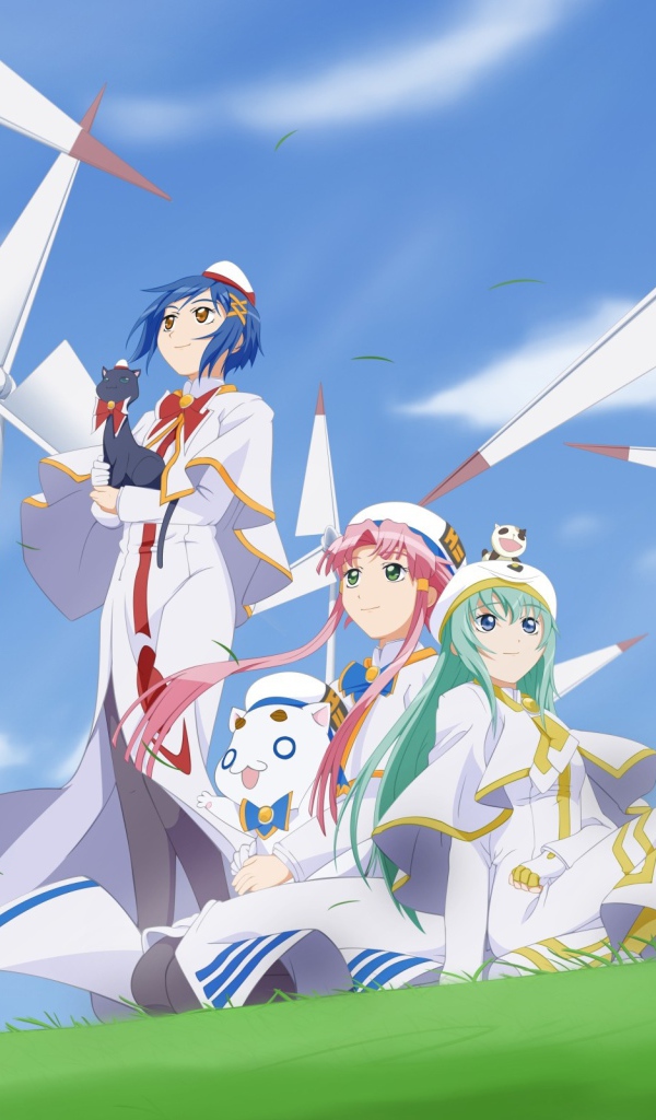 Персонажи аниме Ангельские ритмы среди ветряков