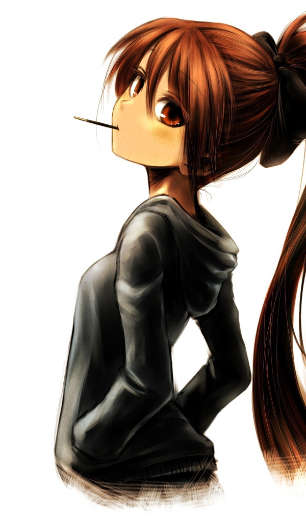 Сигарета во рту девушки из аниме Девочка-волшебница Мадока