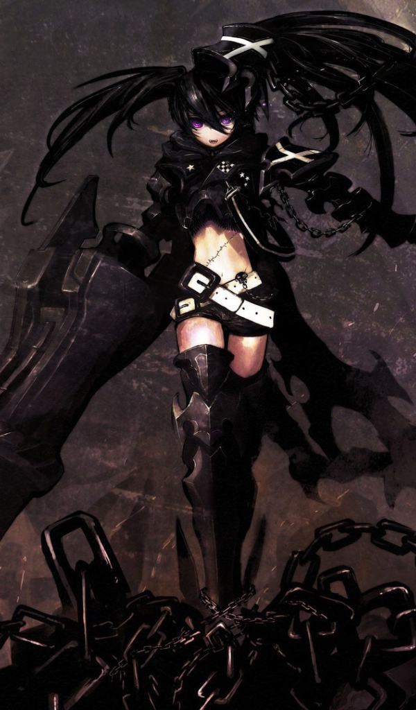 Темноволосая героиня аниме Black Rock Shooter