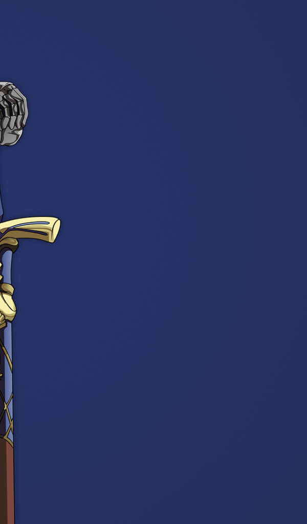 Экскалибур в руке девушки аниме Ночь прибытия