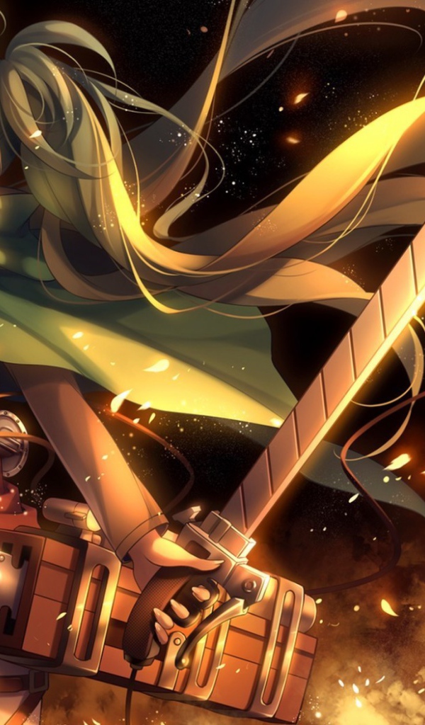 Огненный воин девушка из аниме Атака Титанов