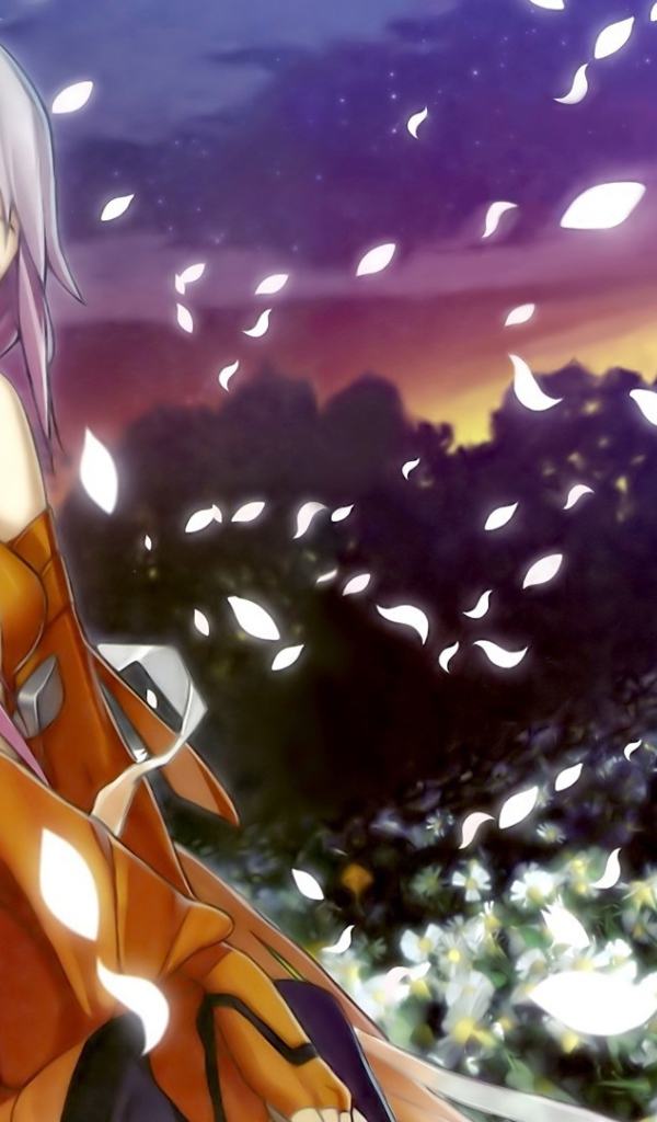 Девушка среди перьев в аниме Корона грешника