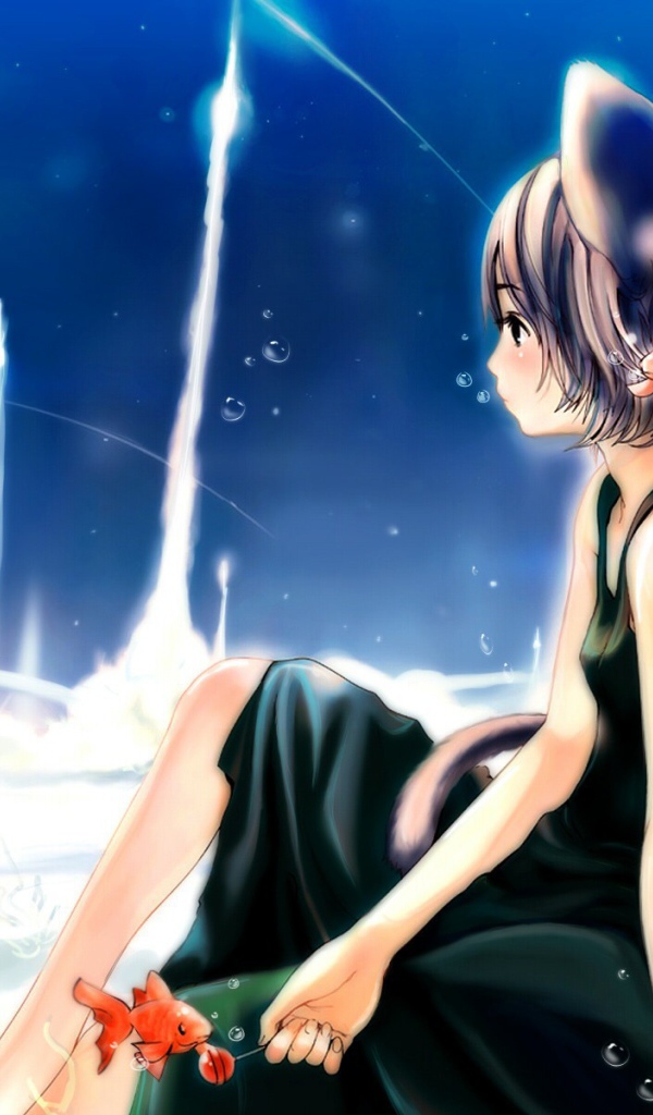 Девушка кошка в подводном мире, аниме