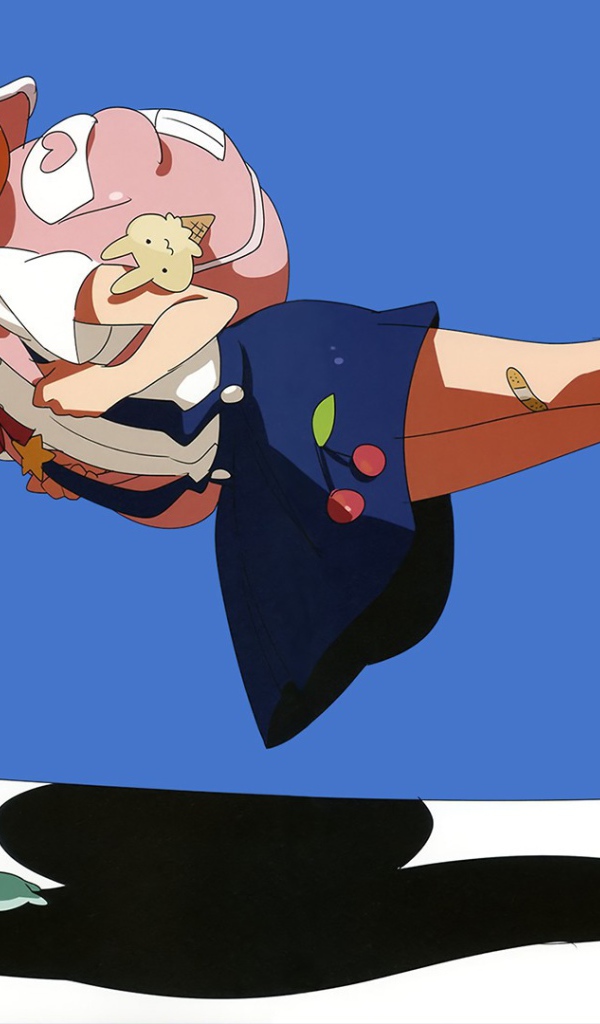 Девочка парит над землей в аниме Monogatari Series