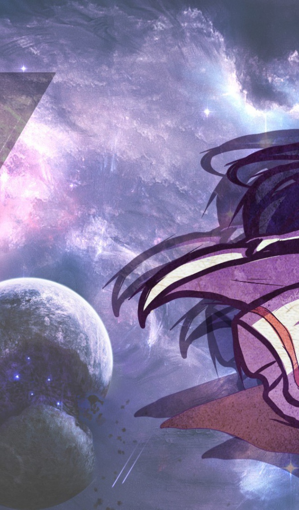 Девушка на фоне звезд в аниме Легенда Зельды