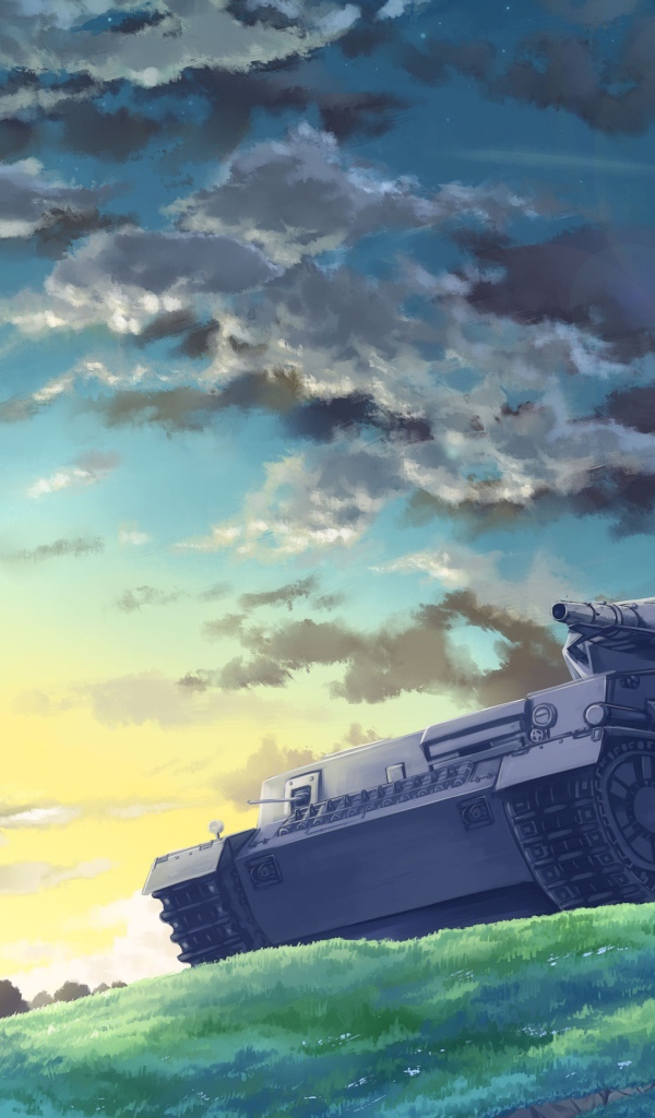 Девушка на броне в аниме Танкистки