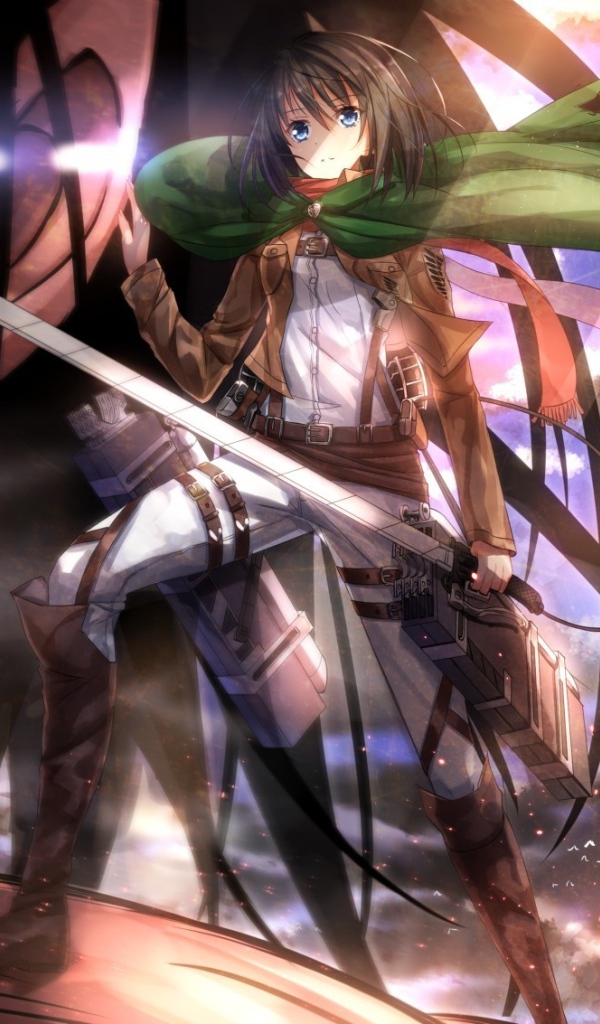 Девушка с катаной в аниме Shingeki no Kyojin