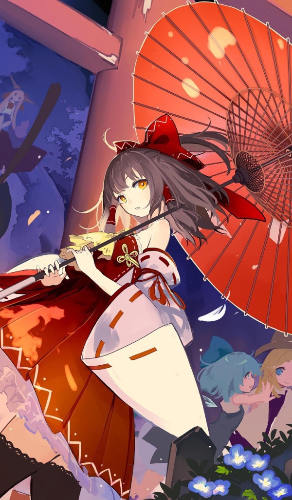 Девочка с зонтом в аниме Saigyouji Yuyuko