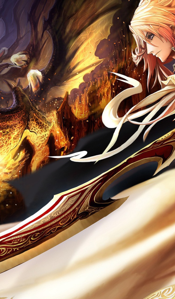 Девушка с мечом и дракон в мире аниме