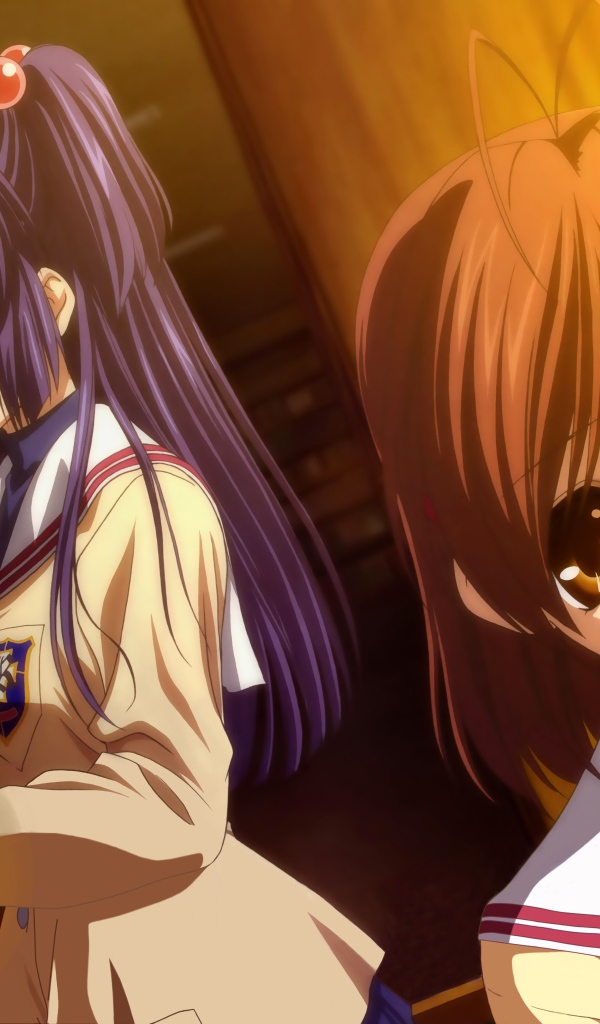 Девушки в библиотеке в аниме Кланнад