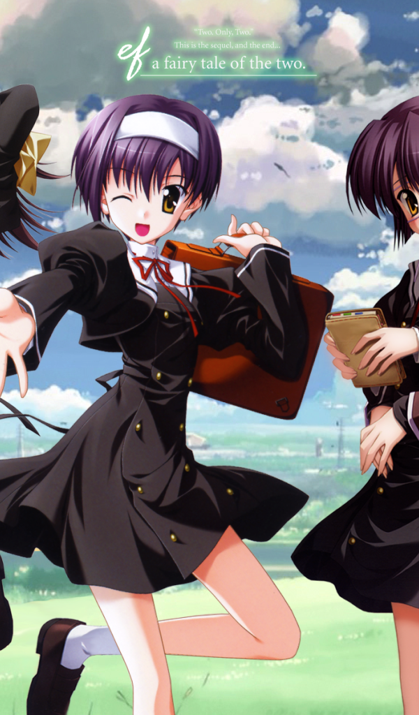 Девочки школьницы из аниме Эф - история воспоминаний