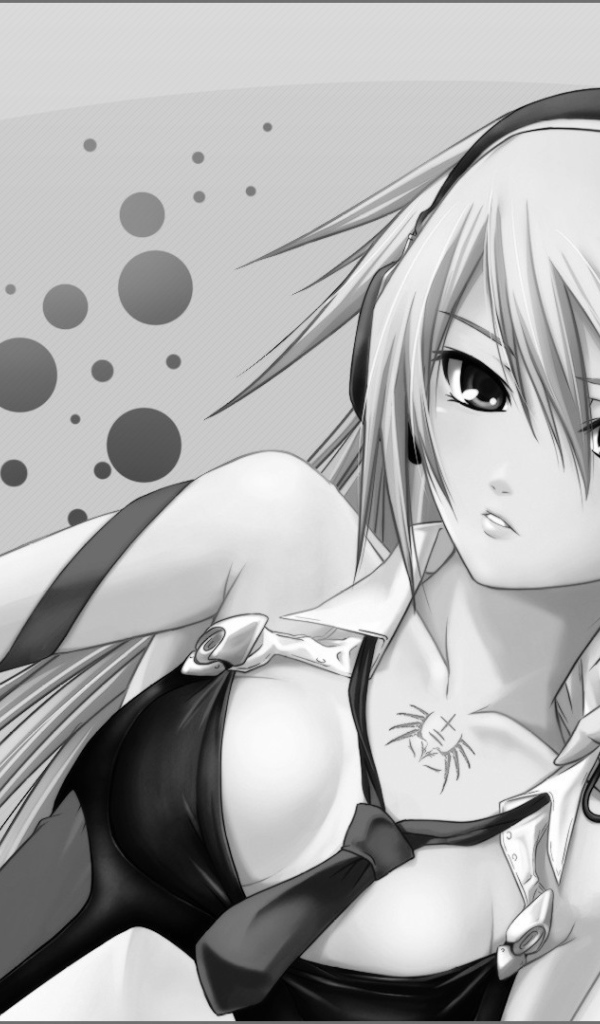 Серый рисунок девушки аниме