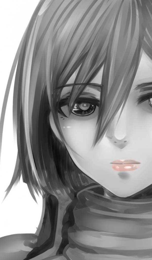Серый рисунок девушки аниме Атака Титанов