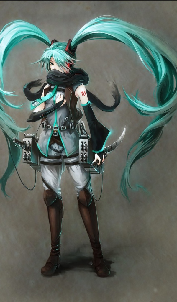 Зеленоволосая девушка из аниме Атака Титанов