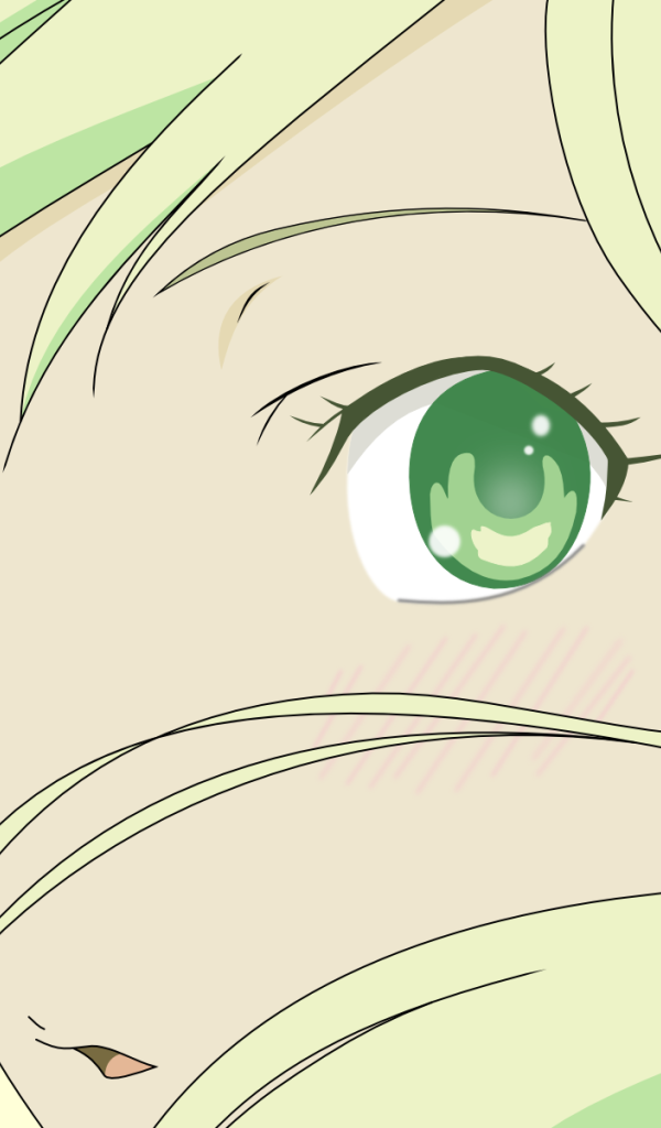 Зеленый рисунок девушки аниме