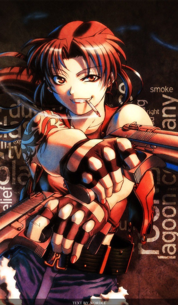 Пистолеты в руках девушки аниме Пираты «Чёрной лагуны»
