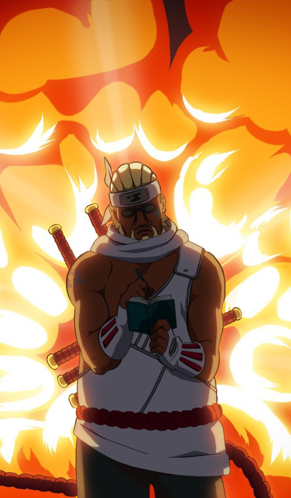 Герой Naruto Shippuuden на фоне взрыва