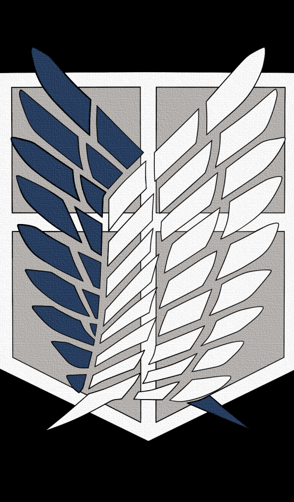 Логотип из аниме Атака Титанов на черном фоне