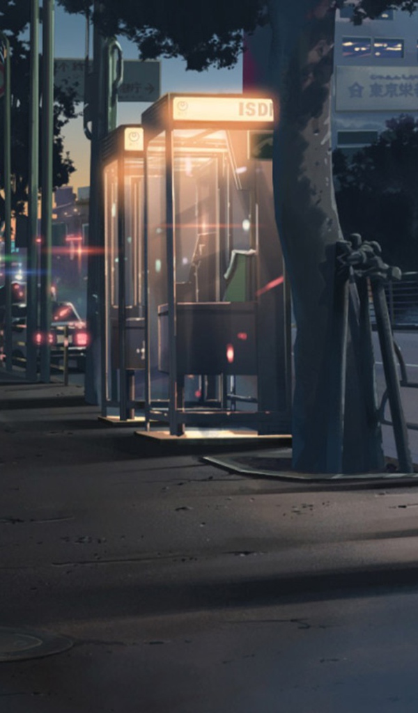 Одинокая девушка на улице в аниме Пять сантиметров в секунду