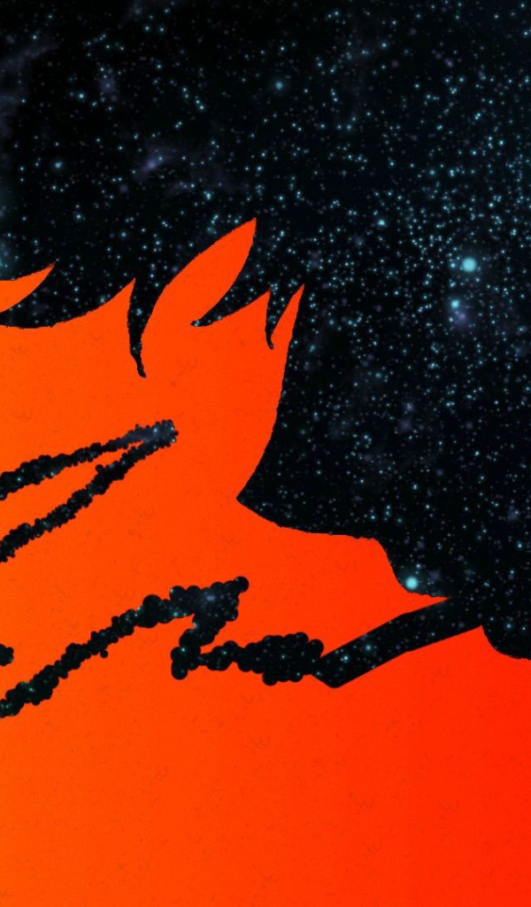 Оранжево черный постер аниме Ковбой Бибоп