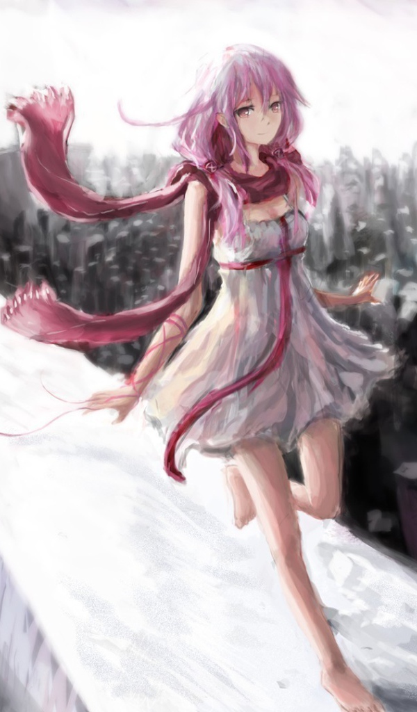Розовые волосы у девушки в аниме Корона греха