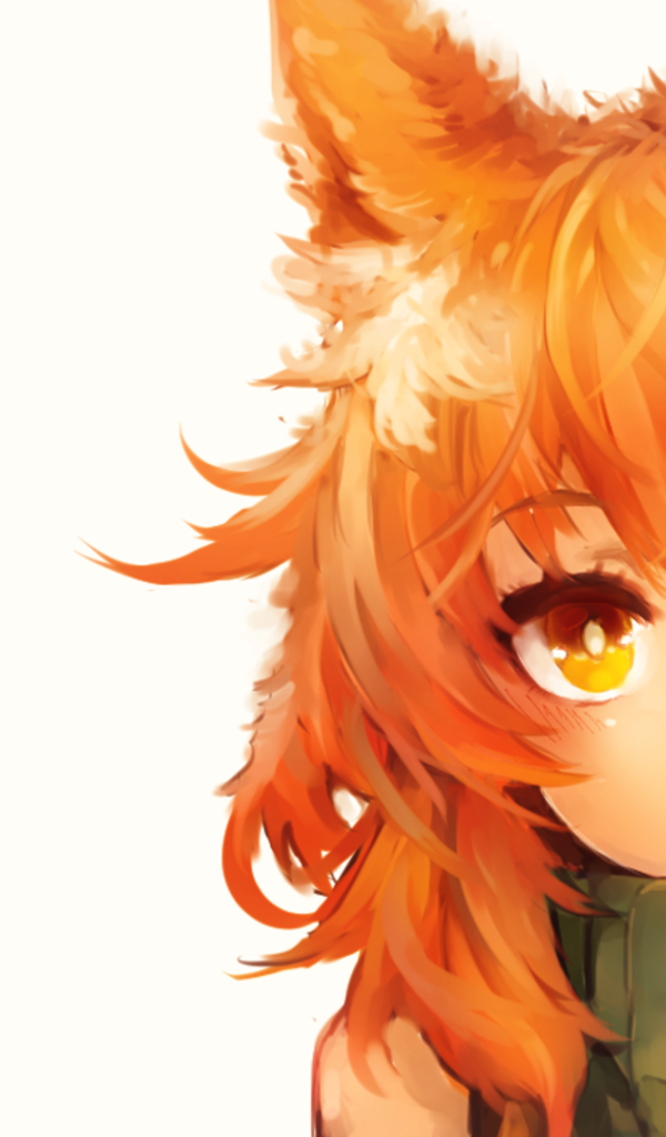 Рыжая девушка кошка из аниме Кэмономими