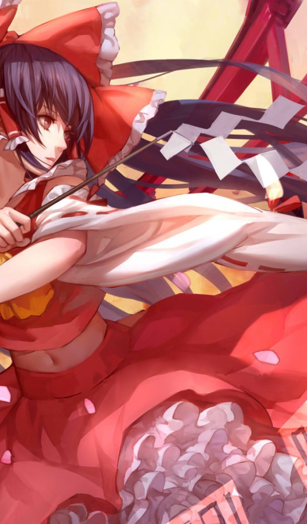 Красное платье у девушки аниме Touhou Project