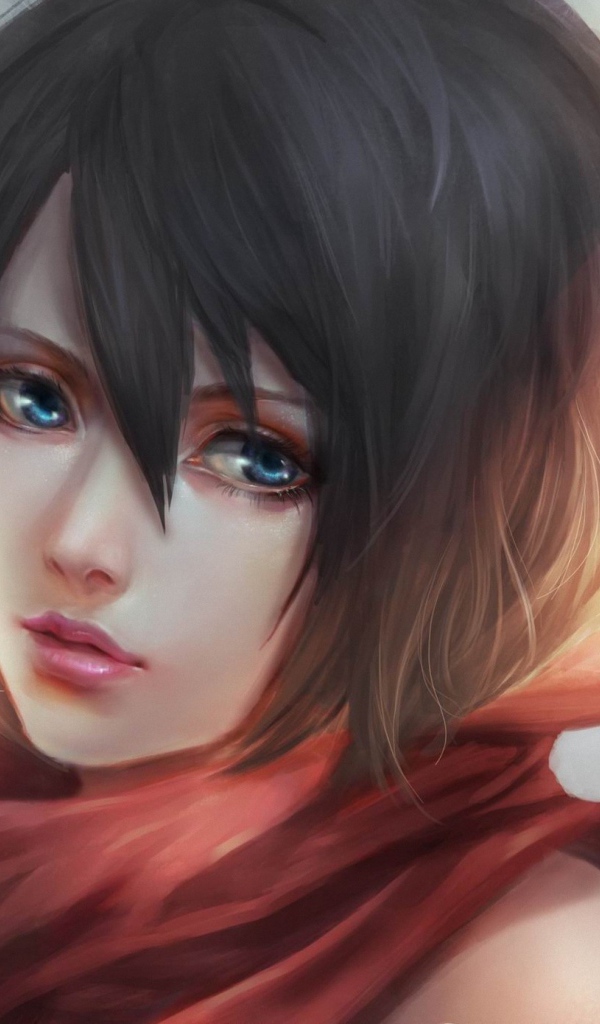 Грустная девушка аниме Атака Титанов