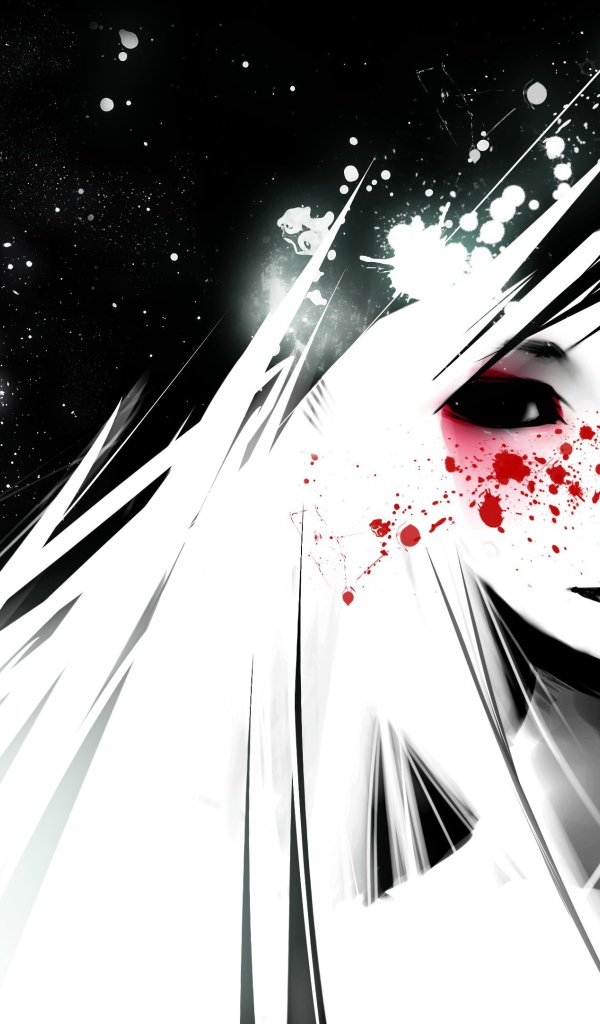 Грустная девушка аниме в белой накидке