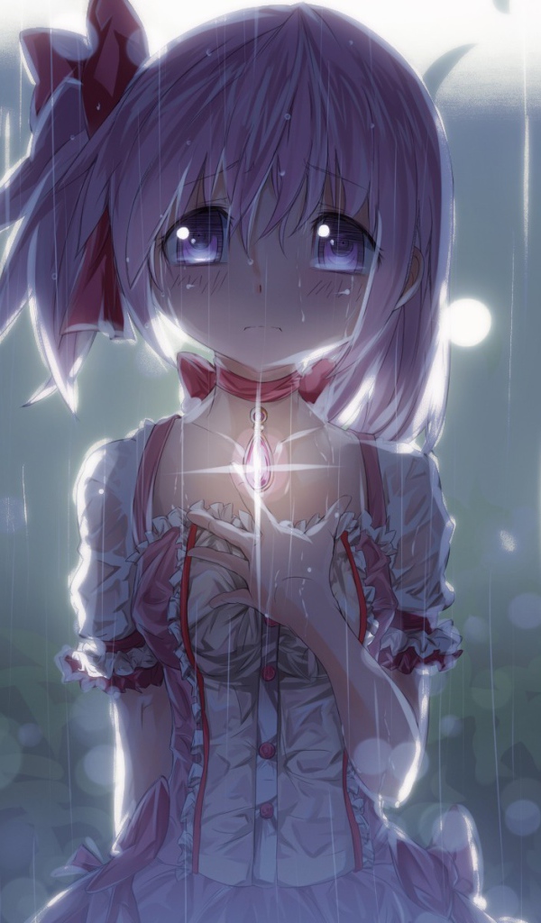 Грустная девушка из аниме Mahou Shoujo Madoka Magica