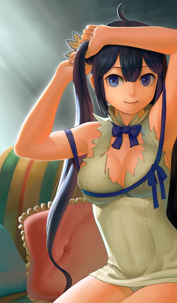 Девушка поправляет прическу, аниме Может, я встречу тебя в подземелье