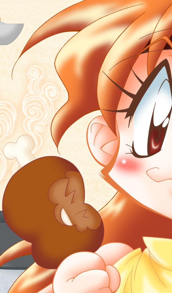 Девушка аниме Рубаки кушает мороженое