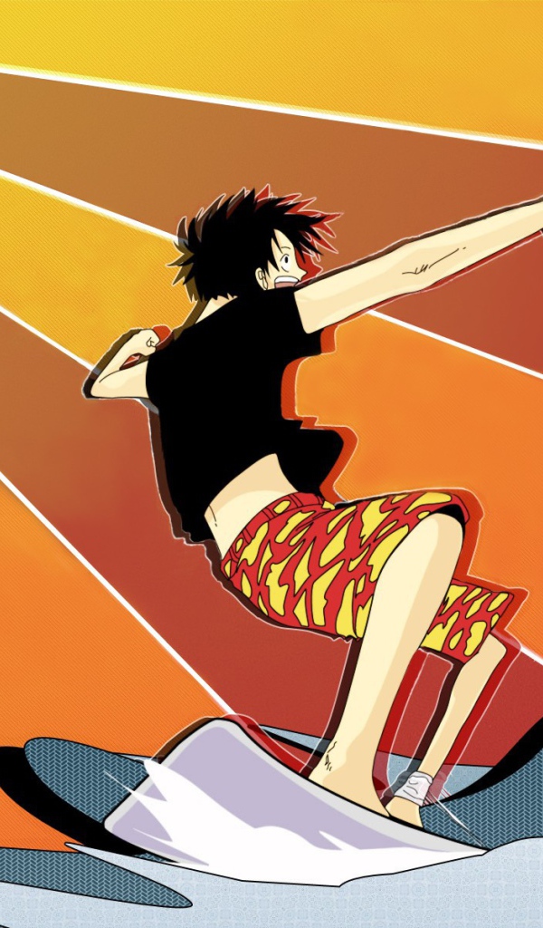 Серфер на фоне солнца в аниме Большой куш