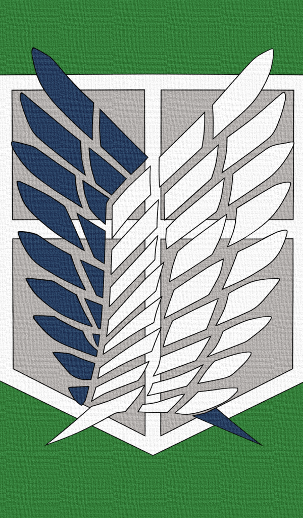 Символ аниме Атака Титанов на зеленом фоне