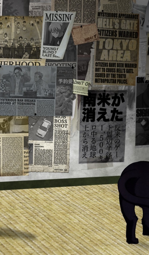 Кот в аниме Темнее черного