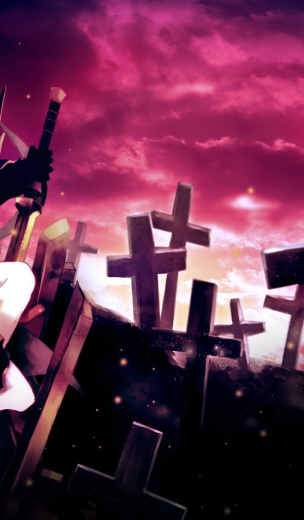 Девушка на кладбище в аниме Black Rock Shooter