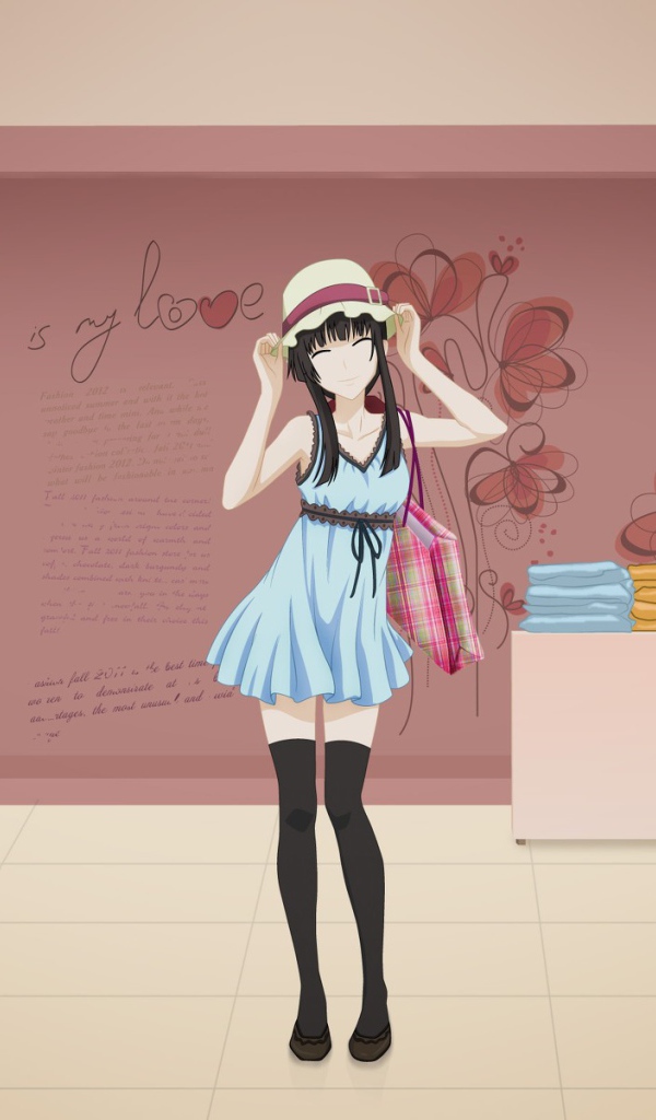 Девушка в магазине одежды, аниме