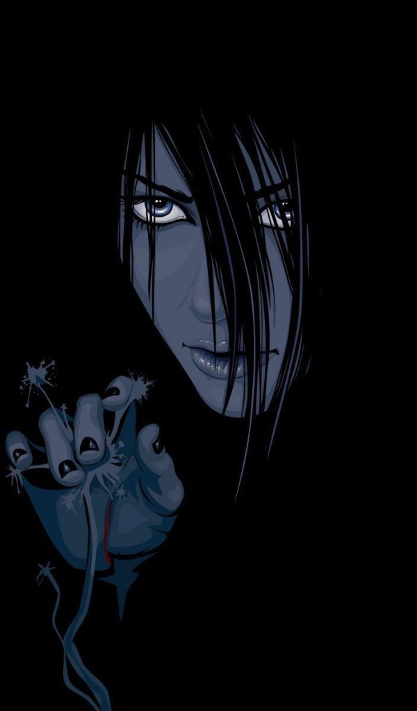 Девушка смотрит из мрака, аниме