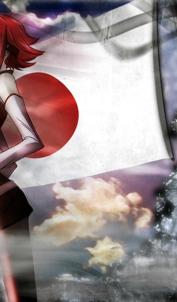 Девушка на фоне флага, аниме Код Гиас