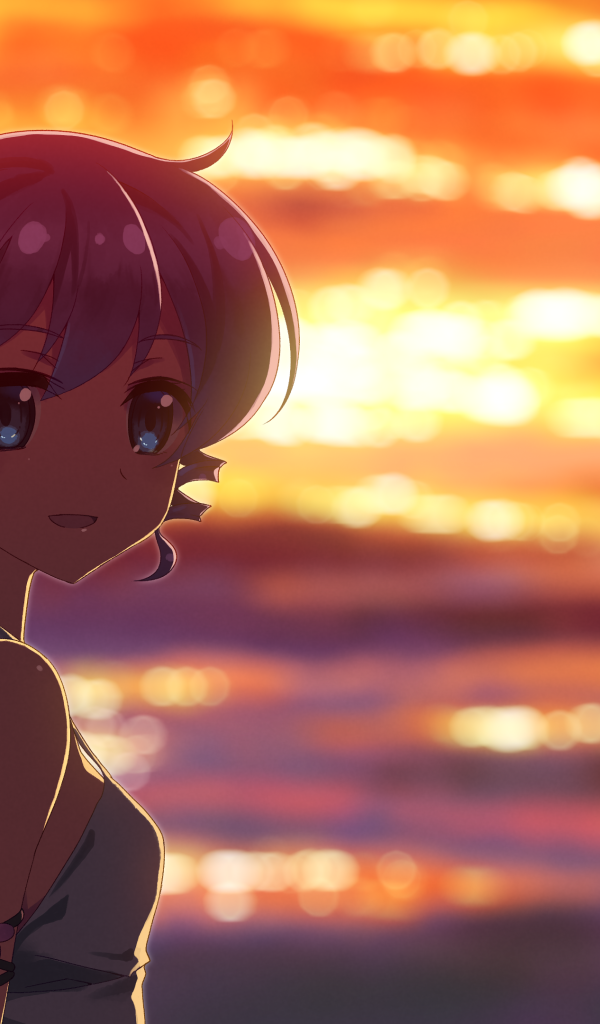 Девушка на фоне моря в аниме DJ Max