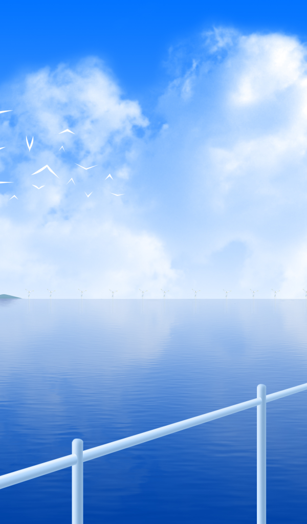 Девушка на берегу моря в аниме Ария