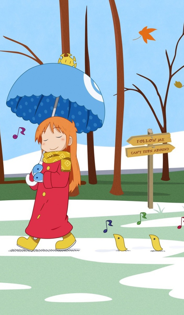 Девочка под зонтиком в аниме Нитидзё