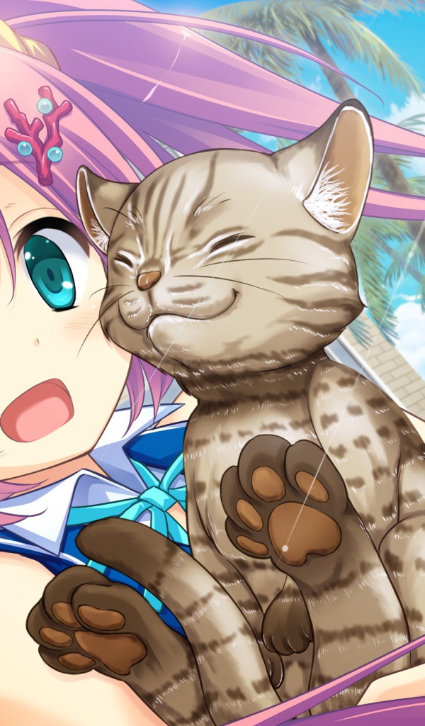 Девушка Шикуми Шанго с котом, аниме