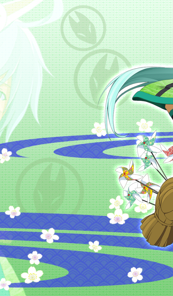 Парень с зелеными волосами в аниме Onigirl