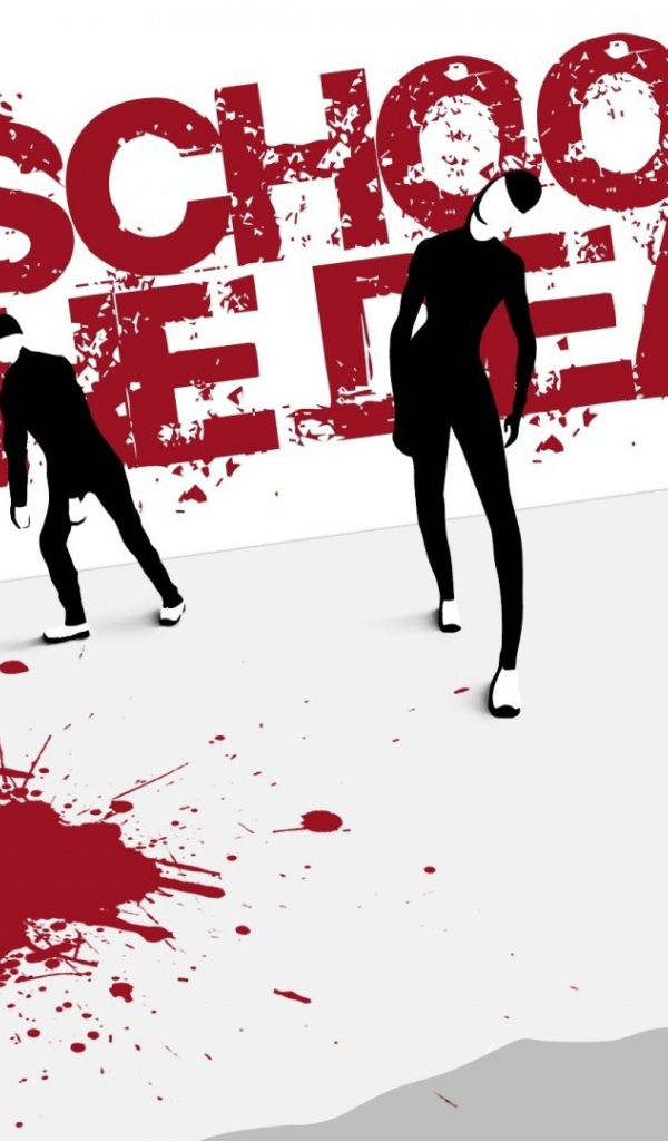 Лужа крови на постере аниме Школа Мертвецов