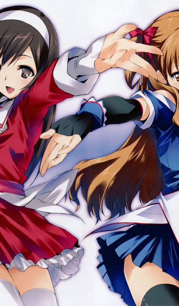 Две девушки аниме в школьной униформе