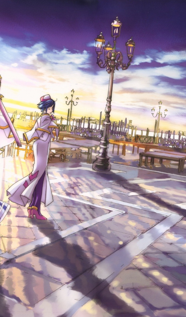 Прогулка на городской площади в аниме Ария