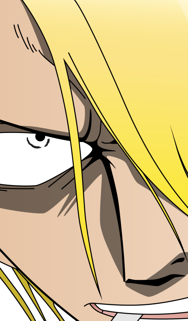 Желтые волосы на лице Санджи, аниме Большой куш